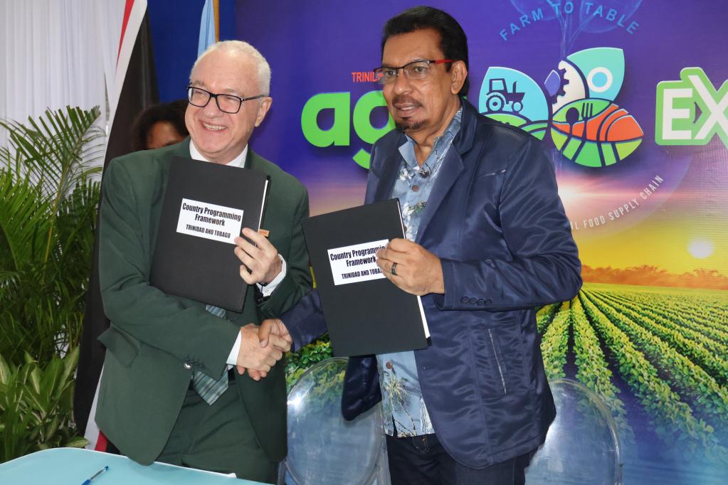 FAO Assistant Director General Mario Lubetkin and Minister of Agriculture, Land and Fisheries, Honourable Kazim Hosein