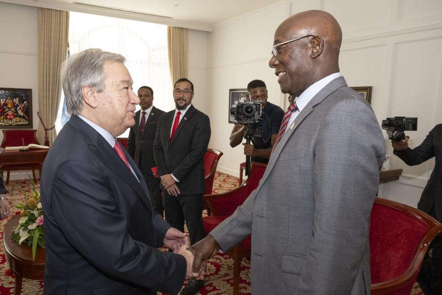 UN Secretary General Meets Prime Minister Rowley