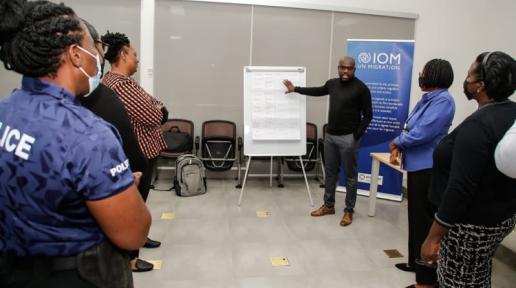 Police officers engage in MHPSS session